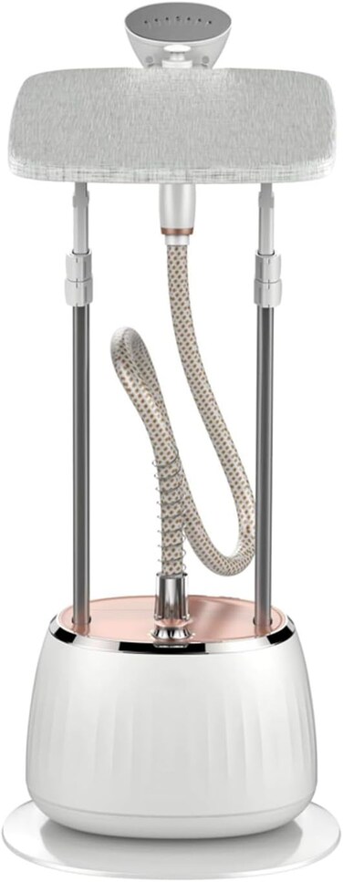 Garment Steamer with Double Bar, Large Water Tank, Built-in Stainless Steel Iron Brush Surface &amp; 7 Holes Stainless Steel Steam Head &ndash; Fast Wrinkle Removal