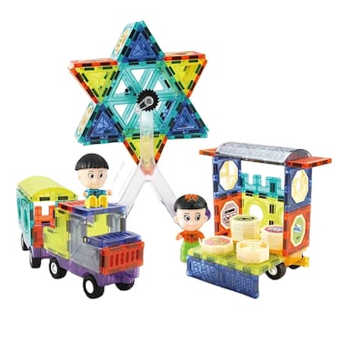 Montessori Magnetic Building Blocks Set  Educational STEM Toys for Kids, Colorful 3D Car &amp; Castle Construction Playset, Creative Learning Gift for Boys &amp; Girls (Ages 3+)
