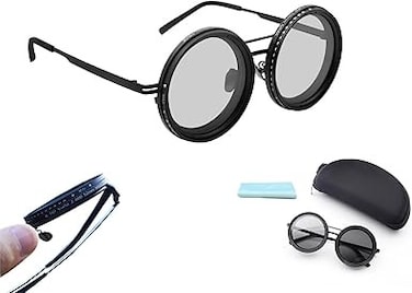 نظارات شمسية مستقطبة دائرية للرجال - عدسات بفلتر ND قابل للتعديل من 1 إلى 9 تروس، حماية من الأشعة فوق البنفسجية 400، نظارات شمسية مضادة للتوهج للقيادة والشاطئ