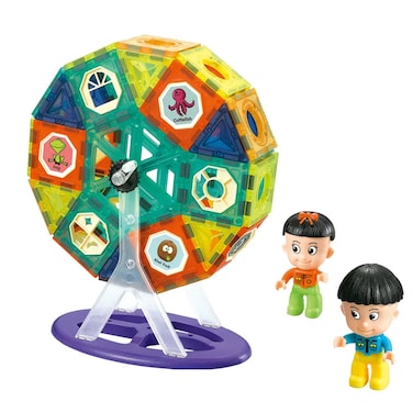 مجموعة مكعبات بناء مغناطيسية من 71 قطعة DIY عجلة فيريس - لعبة STEM ثلاثية الأبعاد للأطفال، مجموعة بناء تعليمية، لعب إبداعي، هدية رائعة للأولاد والبنات