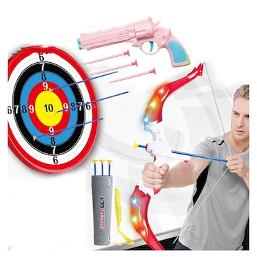 مجموعة الرماية بالقوس والسهم - لعبة الرماية المضيئة الكبيرة للأطفال والكبار - لعبة رياضية ممتعة للعب في الأماكن المغلقة/المفتوحة - مثالية للهدف