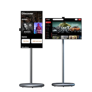 تلفزيون ذكي محمول ٢٧ بوصة   شاشة لمس IPS عالية الدقة بنظام أندرويد   تلفزيون بشاشة مسطحة قابلة للتحريك للمنزل والسفر   واي فاي، بلوتوث، تطبيقات بث، HDMI، USB