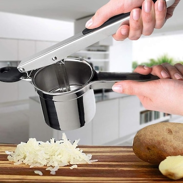 Potato Ricer &ndash; Heavy-Duty Stainless Steel Manual Masher for Smooth, Lump-Free Potatoes, Baby Food, Vegetables &amp; Fruits   3 Interchangeable Discs