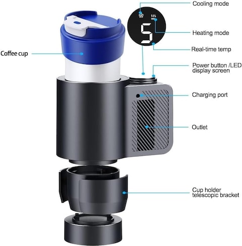 2-in-1 Smart Cup Cooler &amp; Warmer for Car &ndash; 12V 36W Car Mug Holder, Intelligent Cooling &amp; Heating Travel Mug for Coffee, Milk, Water, Beverages