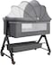 5-in-1 Portable Baby Bedside Crib  Convertible Bassinet with Adjustable Height, Swivel Wheels &amp; Rocking Mode  Foldable Baby Cot &amp; Co-Sleeper with Mosquito Net