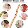 Wooden Massager Stick with 8 Beads - Gua Sha Body Therapy for Back, Shoulder, Neck, Belly, Waist, &amp; Leg Pain Relief - Natural Wood Color Wooden Massage Tool
