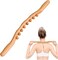 Wooden Massager Stick with 8 Beads - Gua Sha Body Therapy for Back, Shoulder, Neck, Belly, Waist, &amp; Leg Pain Relief - Natural Wood Color Wooden Massage Tool
