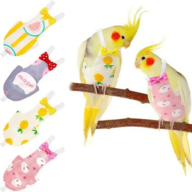 Bird Flight Suit Liners for Cockatiels, Pigeons, and Parrots &ndash; Yellow, Pink, Blue Diapers for Birds &ndash; Comfortable, Washable, and Leakproof Bird Diapers
