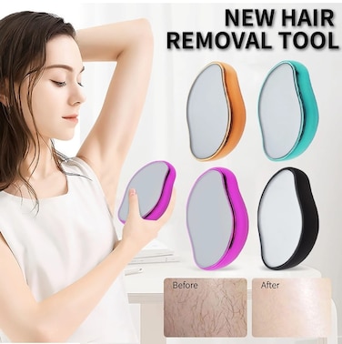 قطعتان من مزيل الشعر الكريستالي - ممحاة شعر حريرية، حجر إزالة الشعر بدون ألم للنساء - ممحاة شعر كريستالية للساقين والذراعين والجسم - مزيل شعر لبشرة ناعمة