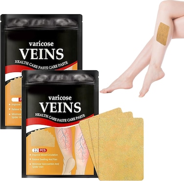 2PCS Vein Health Patch for Varicose Veins, Spider Vein Treatment for Legs, Relief for Swelling, Edema &amp; Nerve Pain, Herbal Extract Vein Support Patch