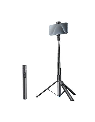 عصا سيلفي صغيرة محمولة مع دوران 360 درجة - حامل ثلاثي ذكي للتتبع التلقائي، تصميم قابل للطي من الفولاذ المقاوم للصدأ، جهاز تحكم عن بعد لاسلكي، حامل هاتف قابل للتمديد