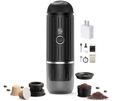 Portable Coffee Maker &amp; Travel Espresso Machine - 120W, 7500mAh Rechargeable Battery - Perfect for Camping, Hiking, Road Trips, Office, &amp; Home Brewing