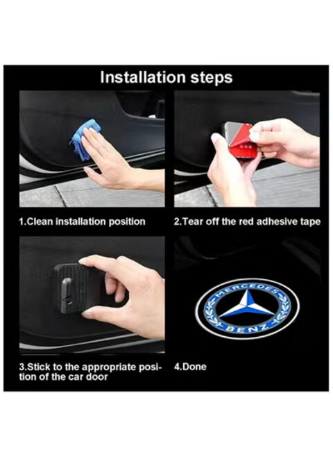 قطعتان من مصابيح باب سيارة BMW - جهاز عرض شعار ظل الشبح ثلاثي الأبعاد، ضوء ترحيب LED لسيارات BMW الفئة 3 5 6 7، X1 X3 X5 X6