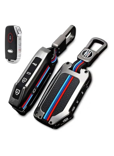 غطاء مفتاح سيارة كيا - حافظة مفاتيح فاخرة من المعدن والسيليكون   حماية كاملة لسيارات سيراتو، سيد، فورتي، نيرو، سورينتو، سيلتوس، سبورتاج، سول، تيلورايد