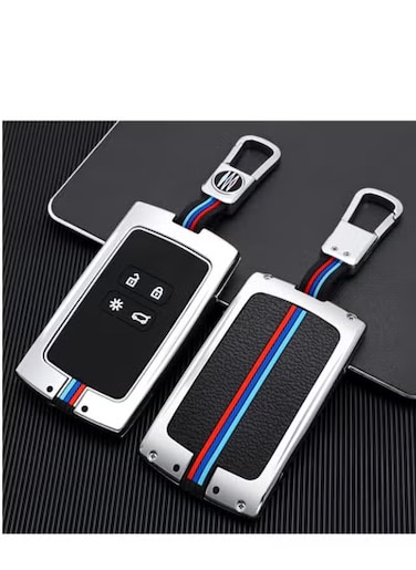 غطاء مفتاح رينو من سبائك الزنك الفاخر - أزرار سيليكون فلورية لغطاء المفتاح الذكي - متوافق مع كوليوس، كادجار، سينيك، ميجان، كليو، كابتشر، تاليسمان