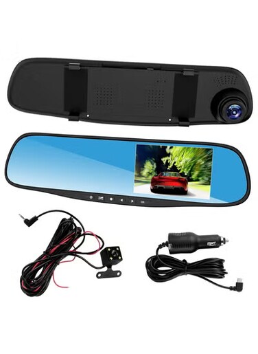 Dash Cam for Cars Front and Rear &ndash; 1080P Dual Lens Rearview Mirror Camera, 4.3&rdquo; LCD Screen, Night Vision, G-Sensor, Loop Recording, Parking Monitor