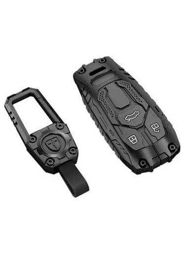 غطاء مفتاح أودي مع سلسلة مفاتيح - ملحقات حافظة مفاتيح السيارة المصنوعة من سبائك الزنك لسيارات أودي TTS، SQ5، R8، RS4، RS5، S5، A3، A4، A5، A6، Q7، Q5، غطاء مفتاح ريموت ذكي