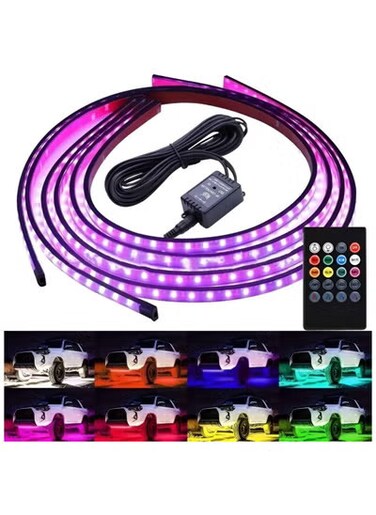 Car Underglow LED Strip Lights &ndash; 7 Colors RGB Neon Accent Lights Kit, Waterproof Multi-Color Sound Activated Underbody Lights with Bluetooth App Control