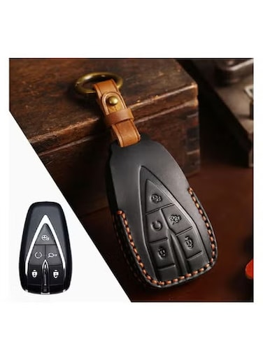 Premium Leather Car Smart Key Case Cover for Changan CS75Plus, CS55, Eado &ndash; Keyring Shell, Fob Protector, Skin Bag, Keychain Accessories
