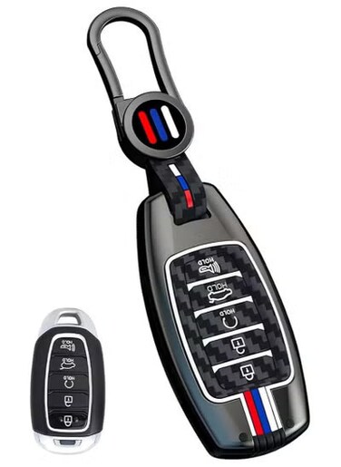 غطاء معدني لمفتاح هيونداي - واقي حامل المفاتيح الذكي متوافق مع هيونداي كونا، باليسيد، سانتا في، النترا جي تي، أكسنت، فيلوستر - 5 أزرار