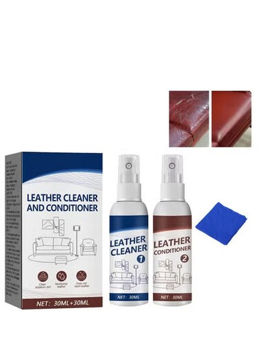 Leather Cleaner &amp; Conditioner 2-in-1 &ndash; Premium Liquid Leather Care for Sofa, Car Seats, Shoes, Boots, Bags &amp; Jackets &ndash; Restores Shine, Removes Dirt &amp; Prevents Cracking