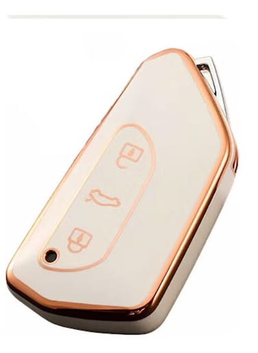 White Keyless Remote Case Cover for Volkswagen ID.3/ID.4/ID.5/ID.6 &ndash; Soft TPU Key Fob Protector for VW EV Smart Keys, Anti-Scratch, Shockproof, Stylish Key Shell