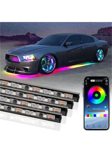 RGB Car Underglow Lights Kit &ndash; App-Controlled LED Underbody Neon Accent Lights with Music Sync, Multiple Modes