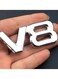 3D Metal V8 Car Emblem Badge &ndash; Silver Chrome Letter Decal for Rear, Side, Trunk, or Fender &ndash; Durable Self-Adhesive Auto Sticker for Universal Vehicle Decoration