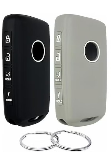 Silicone Key Fob Cover for Mazda 3 6 CX-30 CX-5 CX-9 CX-50 (2019-2023), Fits WAZSKE11D01 &amp; SKE11D01 Key Fobs, Soft Rubber Key Case Protector,  Black &amp; Grey
