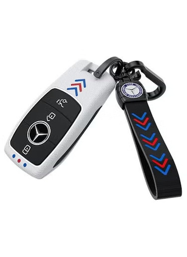 غطاء حماية سلسلة مفاتيح مرسيدس بنز - 2020 مُحسّن من مادة TPU مع واقي سلسلة مفاتيح مطاطي لسيارات الفئة E، الفئة S، الفئة A، الفئة C، الفئة G