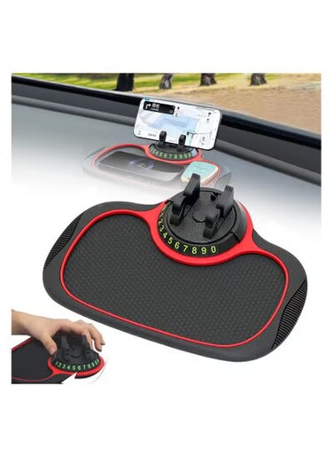 Multifunctional Car Anti-Slip Dashboard Mat &ndash; Rotatable Silicone Phone Holder &amp; Sticky Pad for GPS, Smartphones, Sunglasses &ndash; Anti-Skid Car Mount Mat