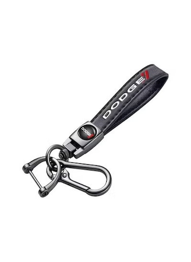 سلسلة مفاتيح سيارة من الجلد الأصلي للرجال والنساء - حلقة مفاتيح سوداء فاخرة مع مشبك معدني، حامل مفاتيح أنيق للسيارة والحقائب والمنزل والمكتب