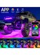 مجموعة مصابيح LED RGB Rock مع تحكم بلوتوث - مجموعة من 4 مصابيح نيون مقاومة للماء تحت الماء للسيارة والشاحنة وجيب وسيارات الدفع الرباعي والقوارب والدراجات النارية