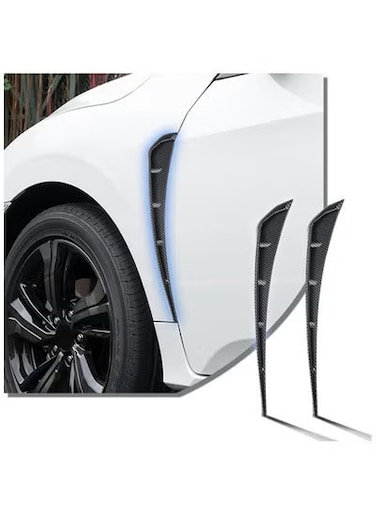 قطعتان من فتحات التهوية الجانبية لرفارف السيارات العالمية - شبكة تدفق هواء مزخرفة بمظهر ألياف الكربون ABS - ملصقات خارجية للسيارات على الطراز الرياضي، زخرفة المفسد الجانبي لجميع المركبات