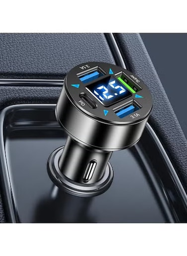 66W 4-Port Fast Charging Car Charger with LED Display &amp; Overcharge Protection &ndash; Universal USB Car Charger for iPhones, Samsung Galaxy, GPS, Tablets, and More
