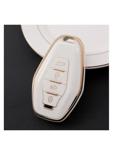 غطاء حماية لمفتاح سيارة شيري جيتور X70/X70 Plus/X70M/X90 Plus/X95 Pro - حافظة مفاتيح جلدية فاخرة من مادة TPU مع حلقة مفاتيح - متينة ومضادة للخدش وواقية لمفتاح السيارة