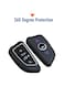 Car Remote Key Shell 3 Buttons Flip Folding Keyless Entry Fob Cover for Hyundai Tucson, Elantra, Santa Fe, Solaris, ix35, ix45, i20 - Black (Uncut)
