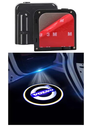 عبوة من قطعتين من مصابيح عرض شعار باب السيارة اللاسلكية بتقنية LED - مصابيح ترحيبية عالمية بظلال الأشباح - تركيب سهل بدون حفر - متوافقة مع جميع المركبات