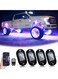 مصابيح LED RGB Rock Lights - مجموعة إضاءة سفلية متعددة الألوان مكونة من 4 وحدات مع 60 مصباح LED عالي السطوع، ومصابيح نيون مقاومة للماء للطرق الوعرة مع تطبيق