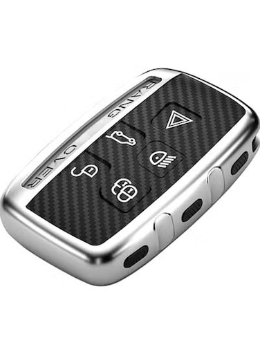 TPU Key Fob Cover for Land Rover &amp; Jaguar &ndash; 5-Button Smart Key Protector Shell with Alloy Keychain Holder, Full Protection Case