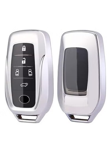 غطاء مفتاح فوب لسيارات تويوتا فينزا، راف فور برايم، فورتشنر، لاند كروزر - حماية فضية فاخرة للدخول بدون مفتاح، مضاد للخدش والصدمات، متين وأنيق