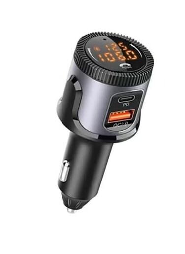 Bluetooth 5.0 FM Transmitter for Car &ndash; Wireless Radio Adapter with USB C PD &amp; QC 3.0 Fast Charging, Dual Bluetooth Device Connection, Hands-Free Calling