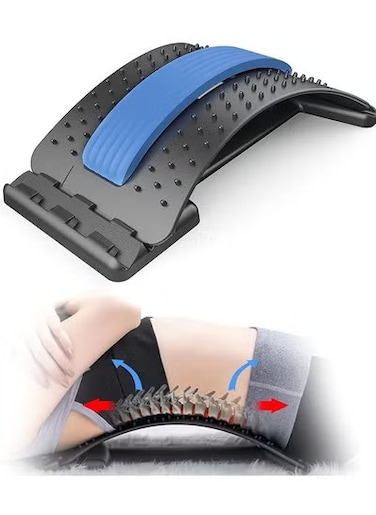 مشد ظهر قابل للتعديل لتخفيف الألم - سطح للعمود الفقري بثلاثة مستويات مع نقاط ضغط ووسادة إسفنجية ناعمة، يدعم أسفل الظهر لكرسي المكتب والسيارة والسرير والسفر