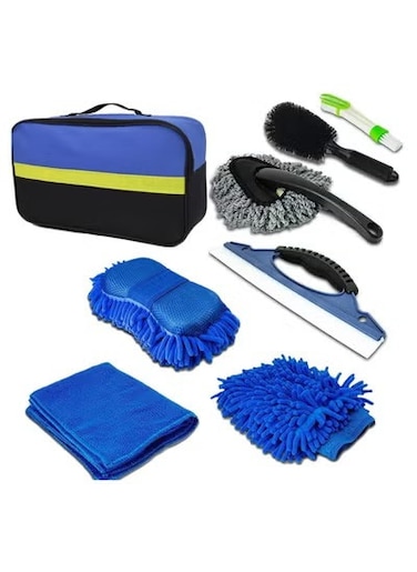 8pcs Car Wash Cleaning Kit for Interior and Exterior Car Detailing &ndash; Complete Car Care Set with Tire Brush, Detail Brushes, Wash Mitt, Towels and Storage Bag