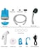Portable Camping Shower with Rechargeable Battery and USB Cable, 1.8m Hose and Water Pump for Travel, Outdoor Showering, Car and Bike Washing