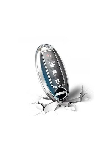 Ultra-Thin Transparent Key Fob Cover for Nissan Sylphy &ndash; Full Coverage Protective Shell with Electroplated Metal Edge, Anti-Slip Design, Dust &amp; Scratch Resistant
