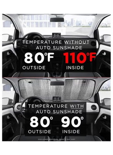 Front Windshield Sun Shade, 5-Layer UV Reflector Folding Sunshade Visor, 55 x 29 Inches, Accordion Auto Sun Shield &ndash; Keeps Vehicle Cool, Thicken Car  Protection