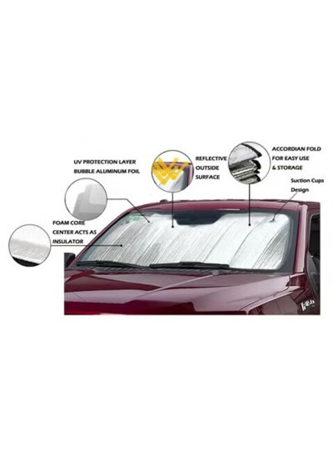 Front Windshield Sun Shade, 5-Layer UV Reflector Folding Sunshade Visor, 55 x 29 Inches, Accordion Auto Sun Shield &ndash; Keeps Vehicle Cool, Thicken Car  Protection