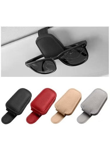 حامل نظارات شمسية مغناطيسي من الجلد لحاجب السيارة - مشبك نظارات ومنظم للسيارة للنظارات والبطاقات - ملحق داخلي عالمي للسيارة وحل تخزين آمن