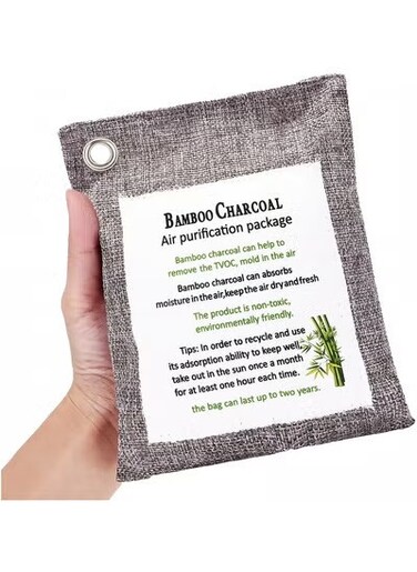 Activated Bamboo Charcoal Bags (200g) &ndash; Natural Odor Absorber &amp; Air Purifier   Cigarette Smoke, Car Freshener, Shoe Deodorizer, Pet Odor Remover for Closet.